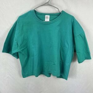Russell Athletic Green Crewneck Shirt Crop  Made in USA Medium Y2K 90s EUC Large